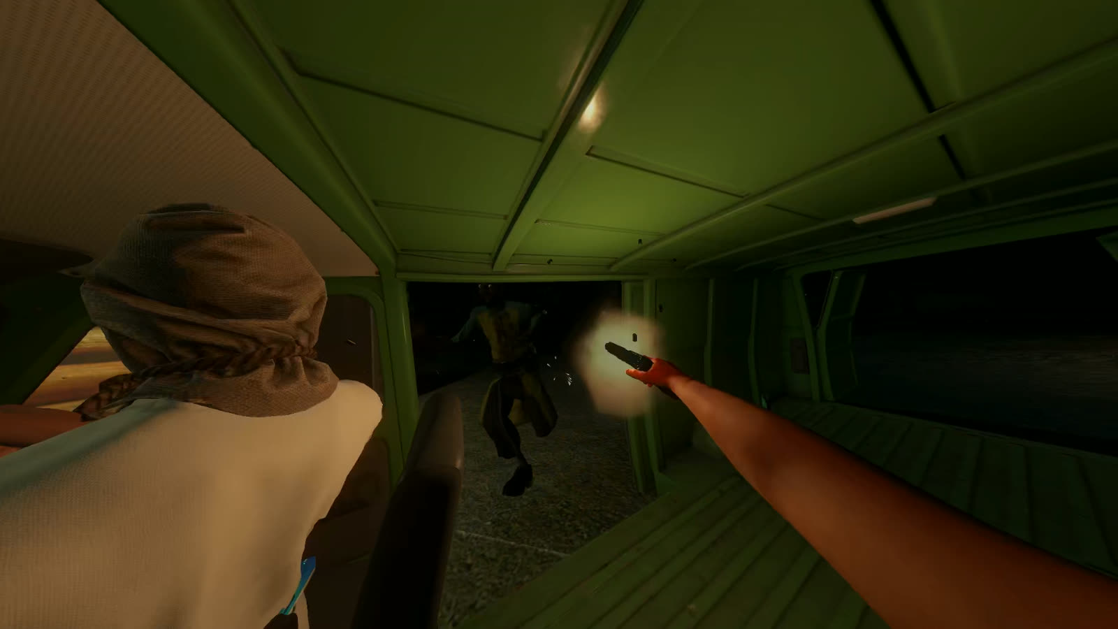 A shootout in the back of a van in BONELAB, shot with the Ossa Camera mod